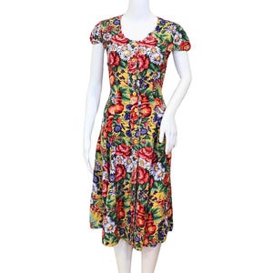 90&#39;s FLORAL DRESS| button up, yellow, corset back, daisy