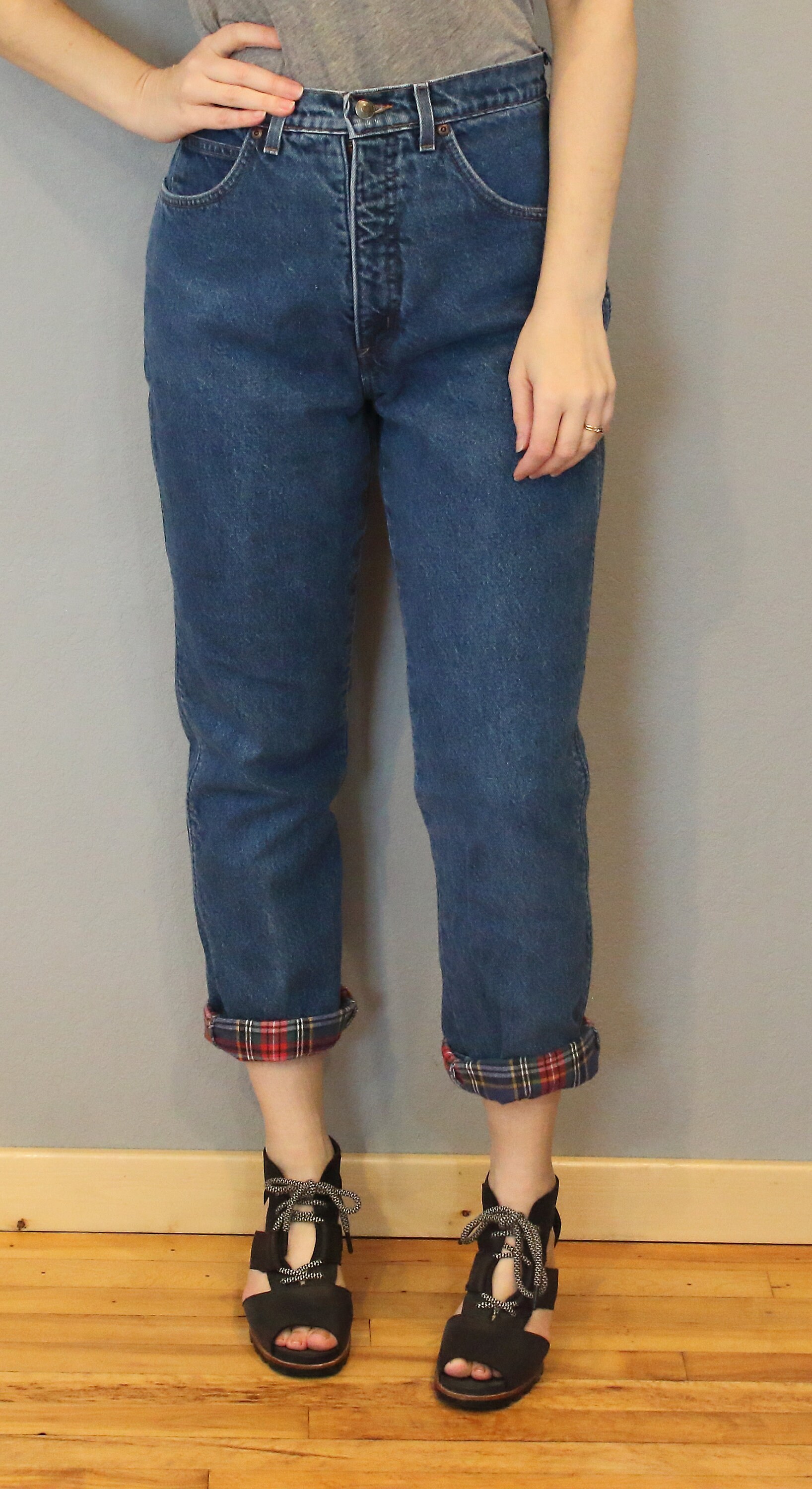 Flannel Lined LandsEnd Jeans/waist 2930 inches/ mom jeans Etsy