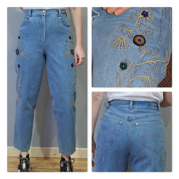 etsy embroidered jeans