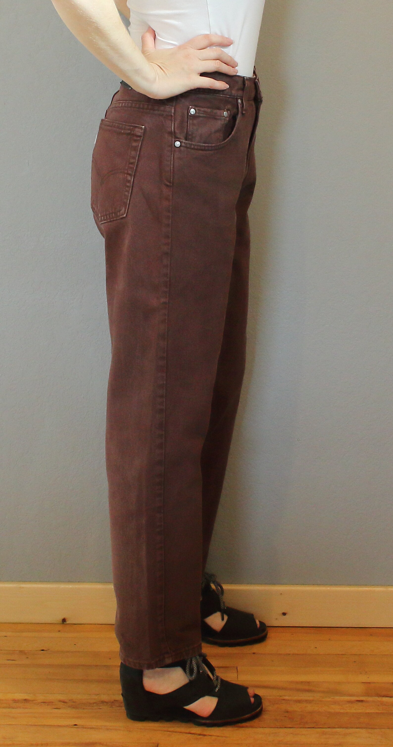 WIDE LEG LEVIS /waist 31-32 inch/wide leg jeans brown Levi | Etsy