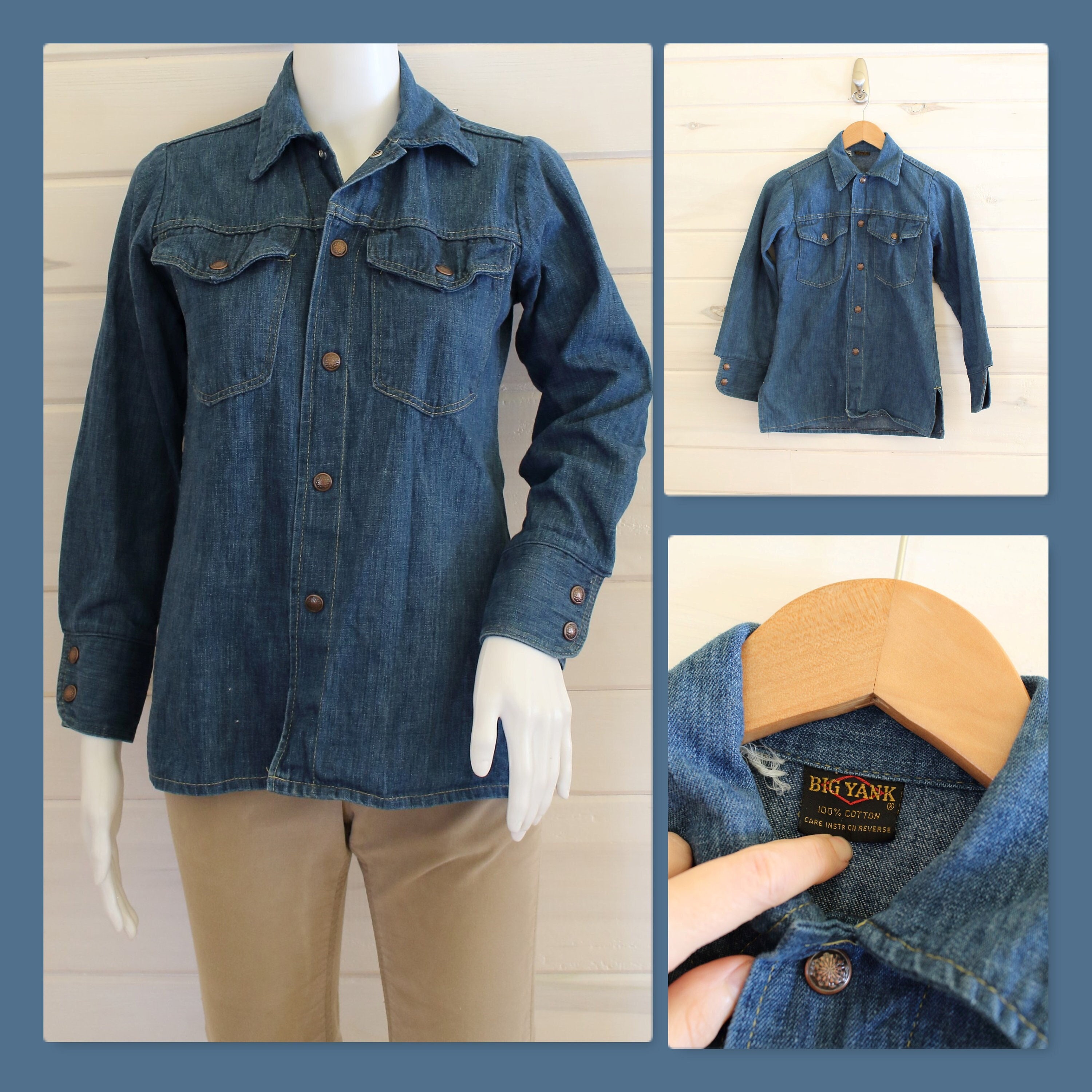 70's CHAMBRAY SHIRT Big Yank Vintage Small - Etsy