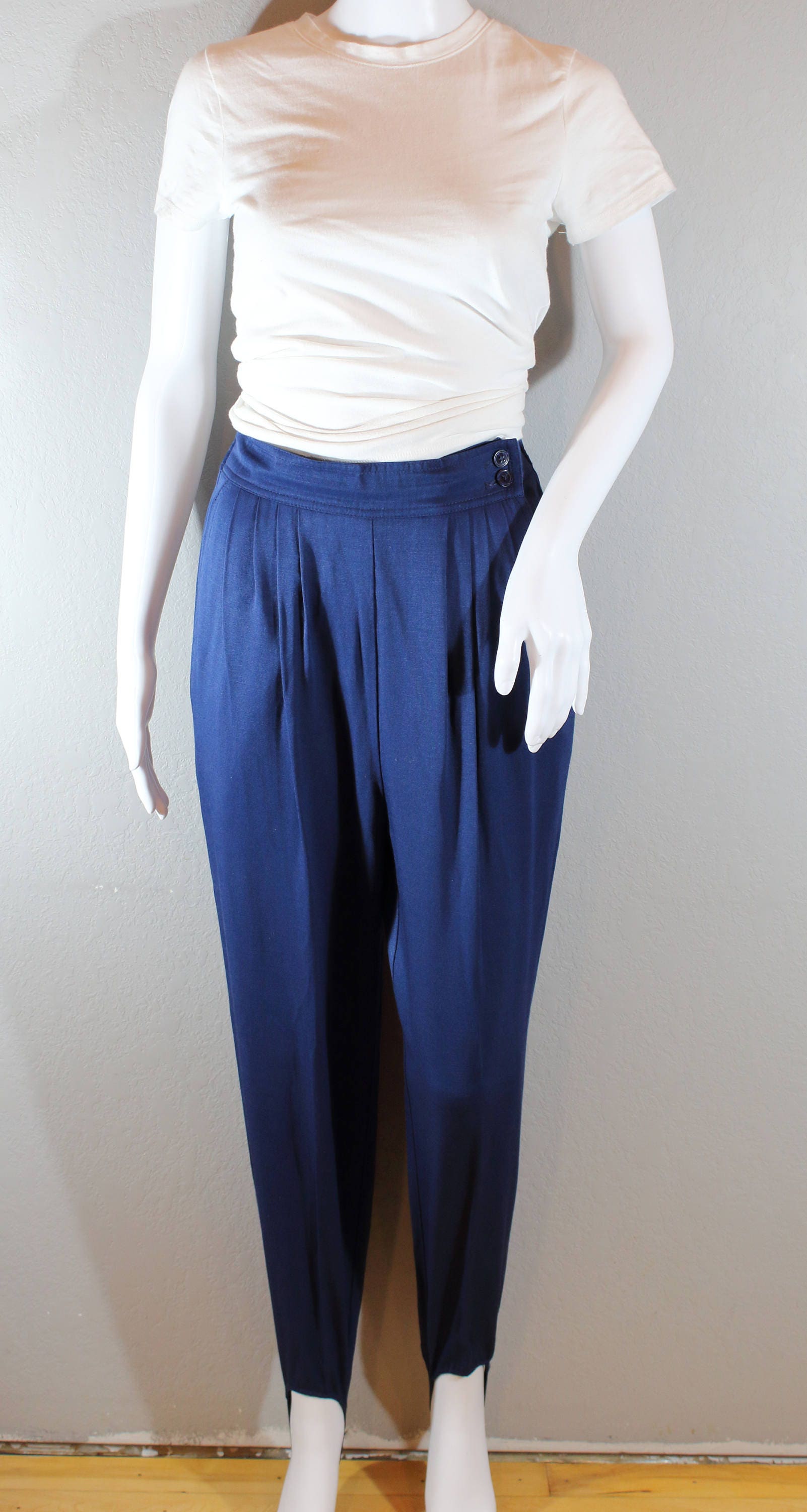 80's Stirrup Dress Pants/waist 2526/ Navy Blue Etsy