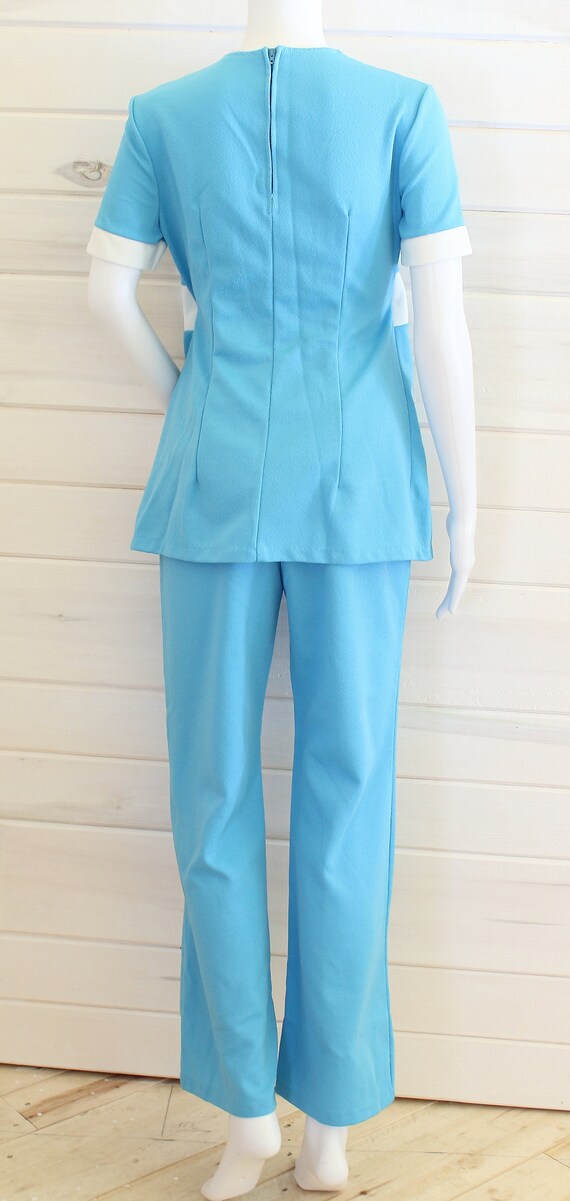 60's-70's pantsuit | sailor suit | blue, white, r… - image 4
