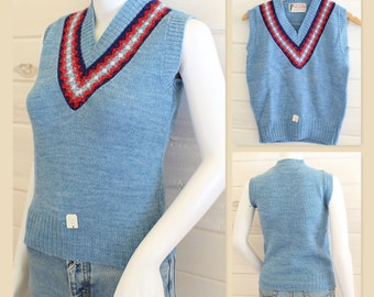DEADSTOCK SWEATER VEST| vintage 60's-70's sweater vest, cream, brown,