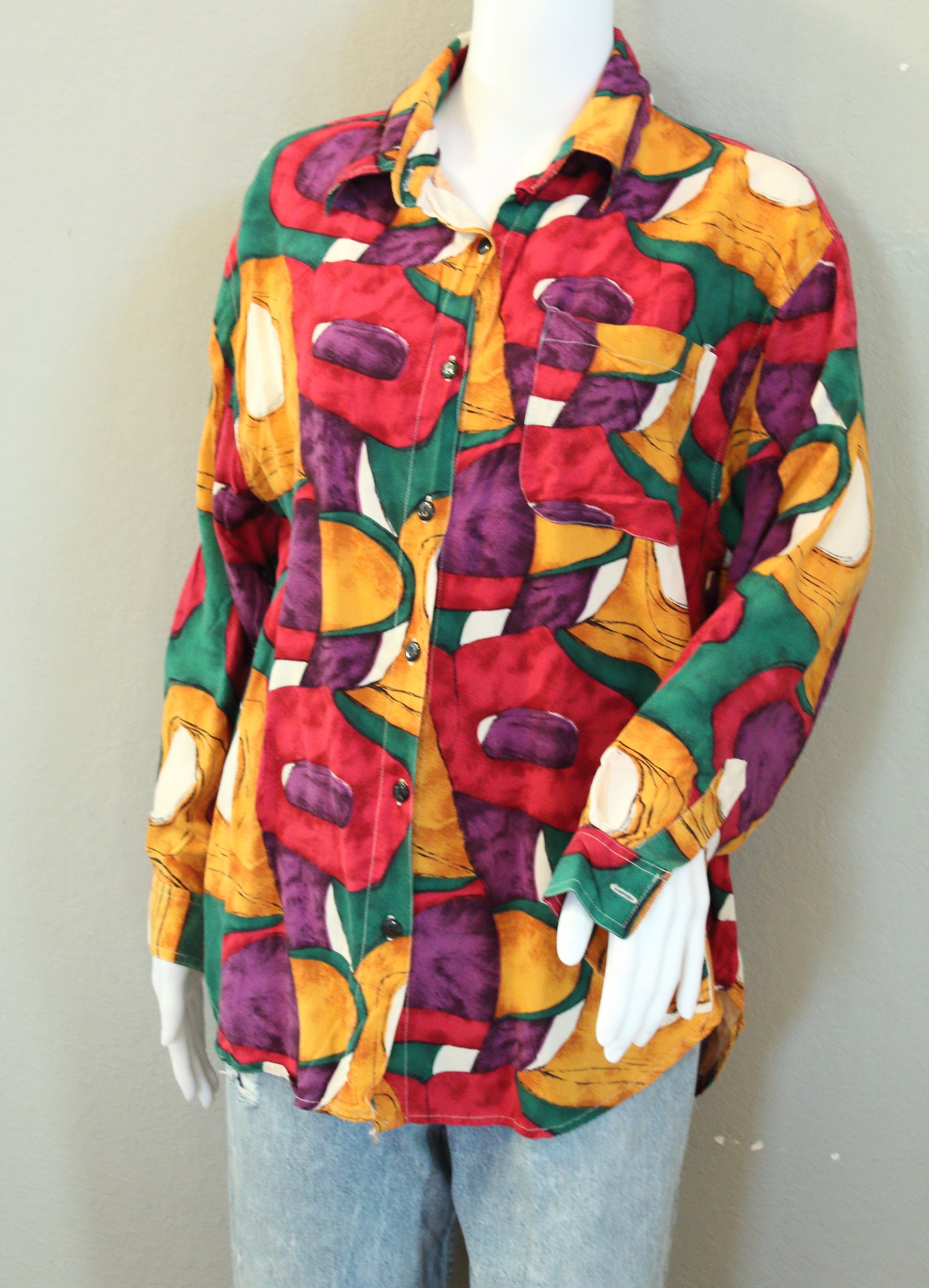 funky patterned button up shirts