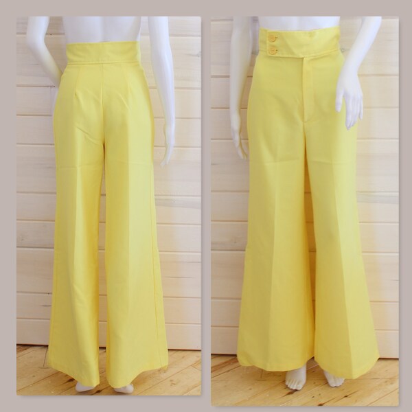 Yellow Bell Bottoms Etsy