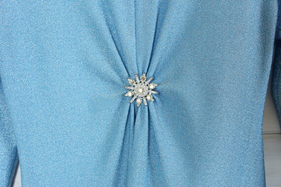 BLUE METALLIC DRESS | lame, long sleeve, starburs… - image 3