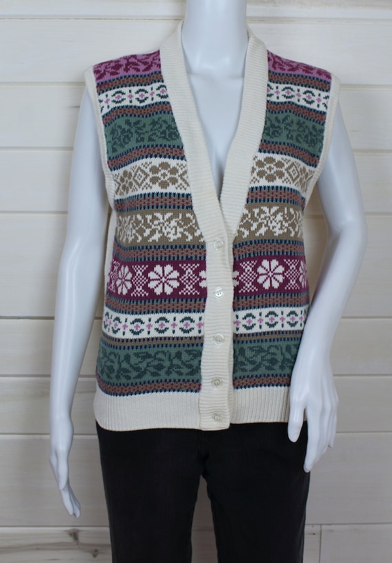 FLORAL KNIT SWEATER Vest | vintage, cotton, small… - image 2