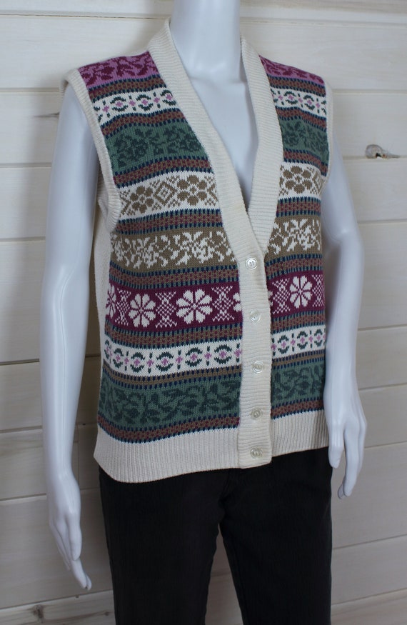 FLORAL KNIT SWEATER Vest | vintage, cotton, small… - image 3