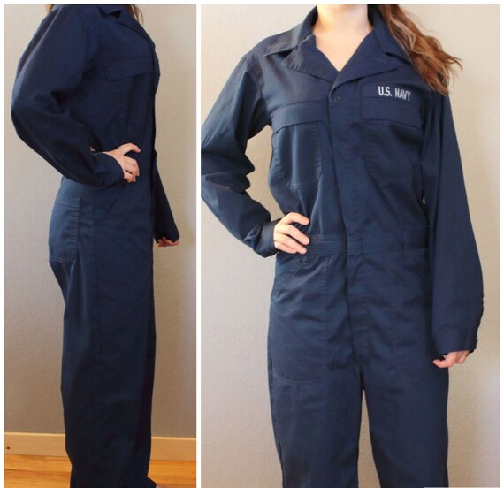 navy blue utility jumpsuit