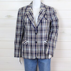 VINTAGE PLAID BLAZER 70s, 60s, clueless, womens, cotton image 2