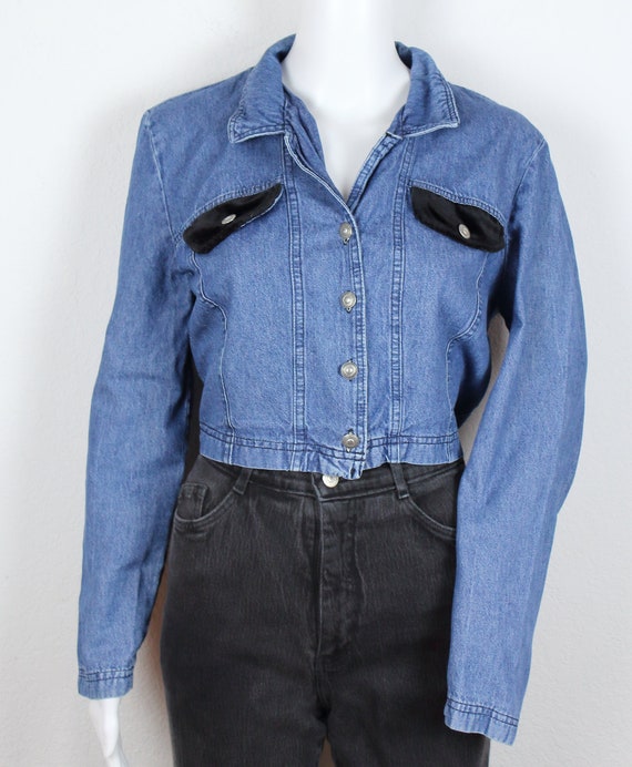 CROPPED DENIM JACKET lightweight, velvet trip, 90s - image 2