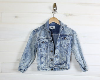 KIDS DENIM JACKET | acid wash, 80s, vintage, jean jacket, light wash, size 10