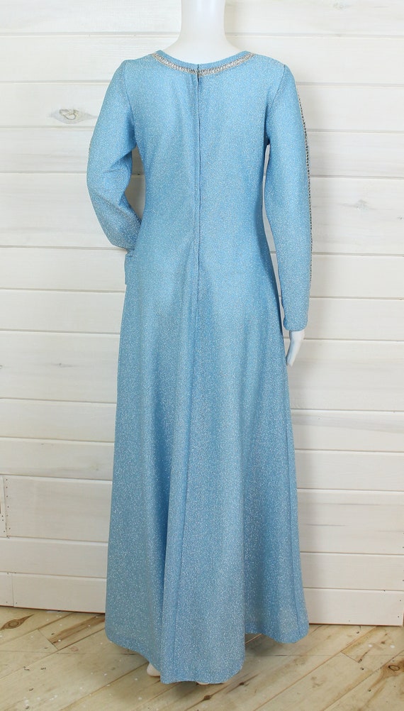 BLUE METALLIC DRESS | lame, long sleeve, starburs… - image 6