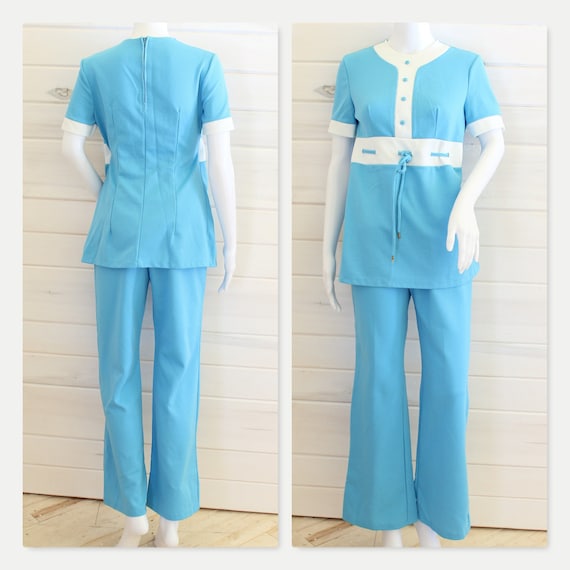 60's-70's pantsuit | sailor suit | blue, white, r… - image 1