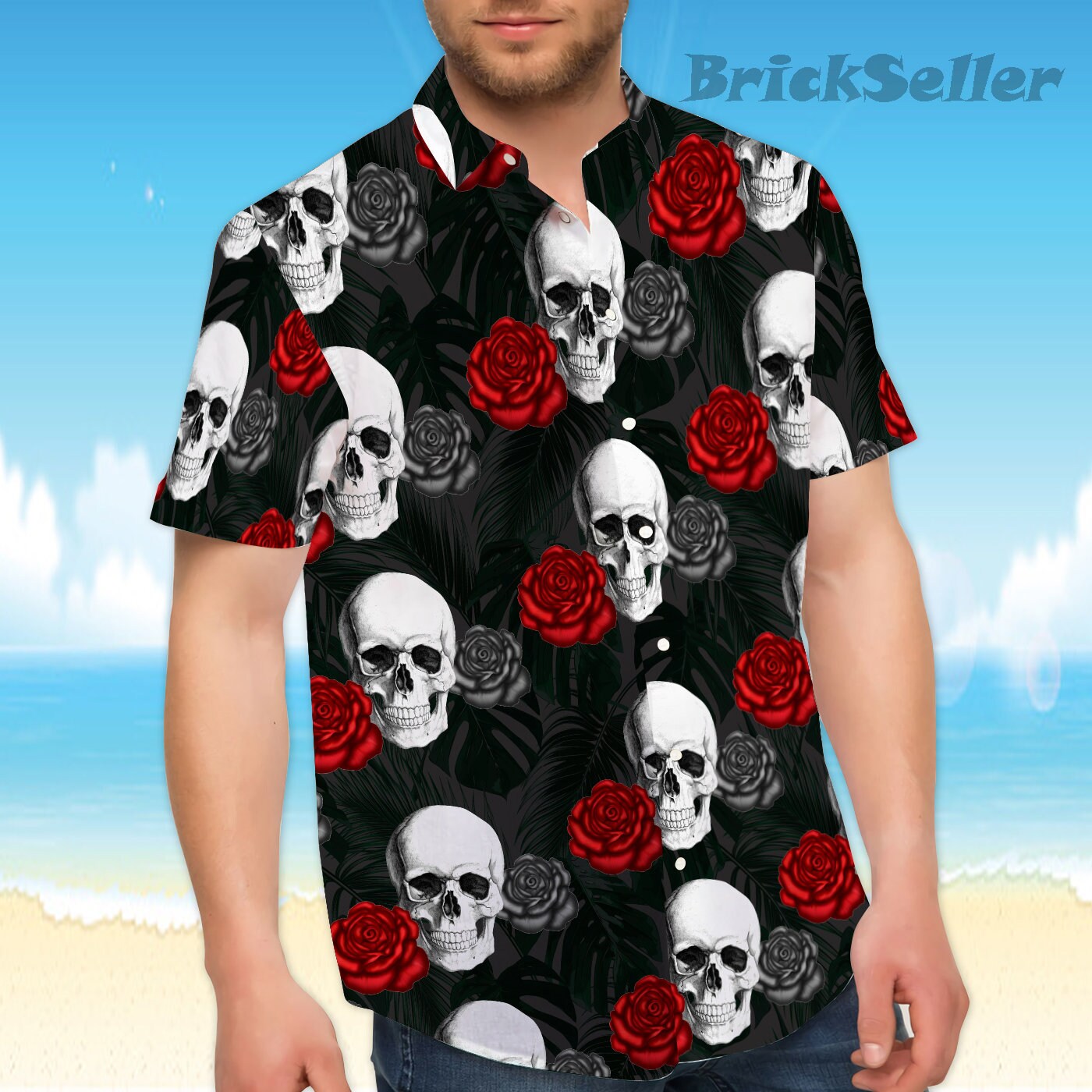 Discover Skull Rose Flower Tropical Colorful Hawaiian Shirt