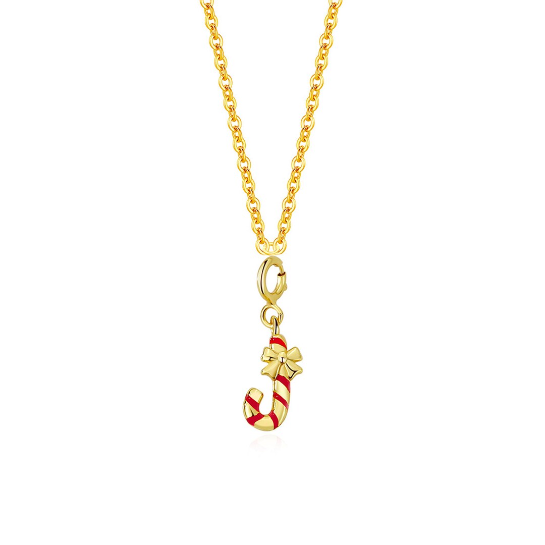 Dainty Christmas Candy Cane Necklace, Cable Chain Necklace, Minimalist