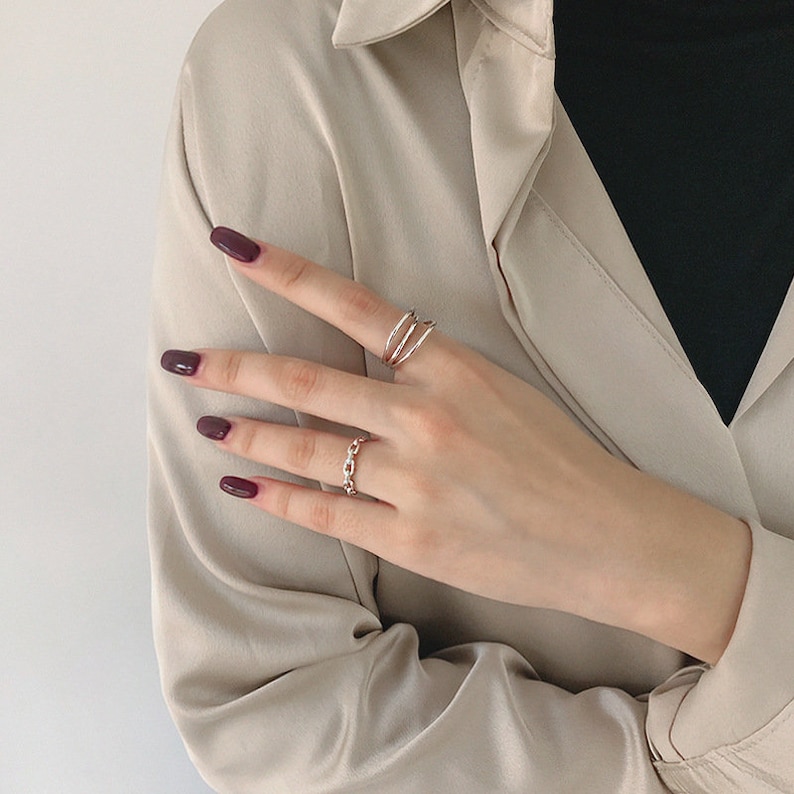 Dainty Ring Chainring Ring Gift Ring for Women Midi Ring Minimalist Ring Statement Ring Loop Ring Knuckle Ring Sterling Silver Ring