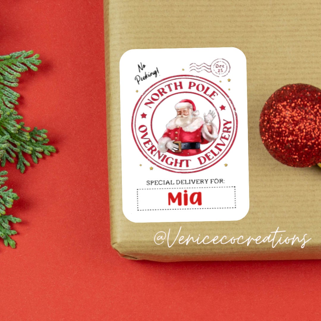 Custom Christmas Santa Delivery Stickers, Personalised Christmas Gift