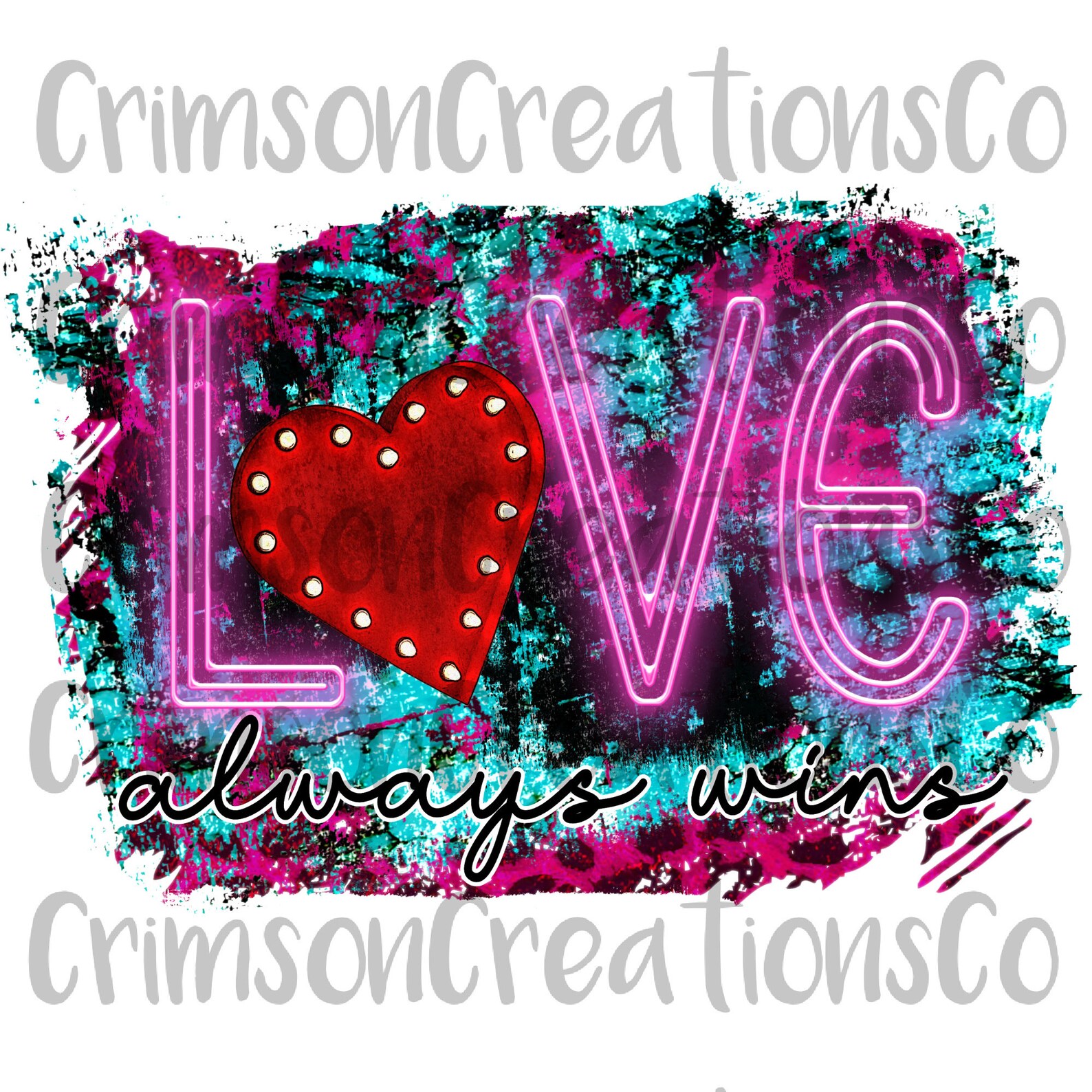Love Always Wins Sublimation Transfer Valentine Neon Lights | Etsy