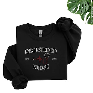 REGISTERED NURSE Embroidered Sweatshirt, Nurse Embroidered sweatshirt, Medical apparel, Nurse Sweatshirt, Medical shirt, Embroidered Shirt