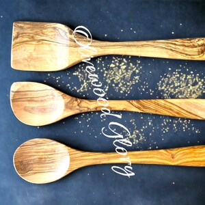 Premium Olivewood Spoon Set: Spatula, Regular Spoon, Spoon with Edge, and Optional Spurtle Ideal for Nonstick, Teflon, Cast Iron Cookware image 8