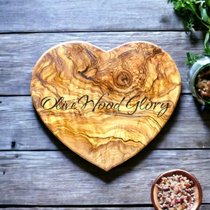 Handcrafted Olivewood Heart-Shaped Board One-Piece Natural Wood Cheese Cutting Serving Charcuterie Hot Plate Unique Kitchen Gift image 9