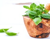 MORTAR AND PESTLE made from a single block of olive wood, Handmade, 100 chemical free, seamless and nonporous Tableware Utensils