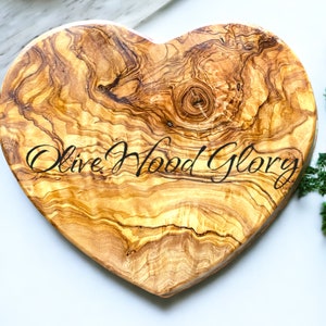 Handcrafted Olivewood Heart-Shaped Board One-Piece Natural Wood Cheese Cutting Serving Charcuterie Hot Plate Unique Kitchen Gift image 3