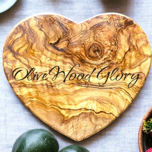 Handcrafted Olivewood Heart-Shaped Board One-Piece Natural Wood Cheese Cutting Serving Charcuterie Hot Plate Unique Kitchen Gift image 4