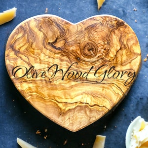 Handcrafted Olivewood Heart-Shaped Board One-Piece Natural Wood Cheese Cutting Serving Charcuterie Hot Plate Unique Kitchen Gift image 5