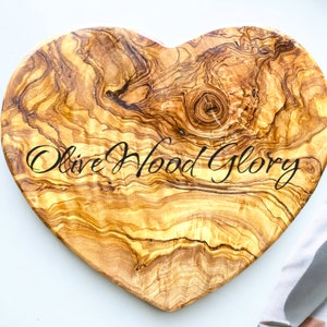 Handcrafted Olivewood Heart-Shaped Board One-Piece Natural Wood Cheese Cutting Serving Charcuterie Hot Plate Unique Kitchen Gift image 2