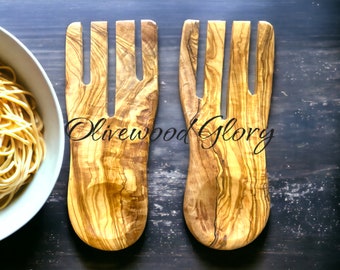 Handcrafted Olivewood Serving Hand - Unique Bearclaw Design - Wooden Kitchen Utensil for Serving Salad, Cheese, Pasta and More