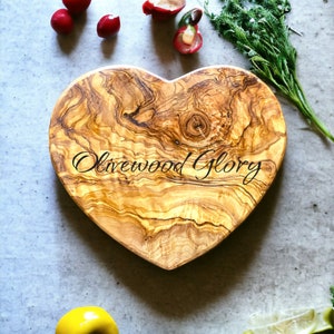 Handcrafted Olivewood Heart-Shaped Board One-Piece Natural Wood Cheese Cutting Serving Charcuterie Hot Plate Unique Kitchen Gift image 8