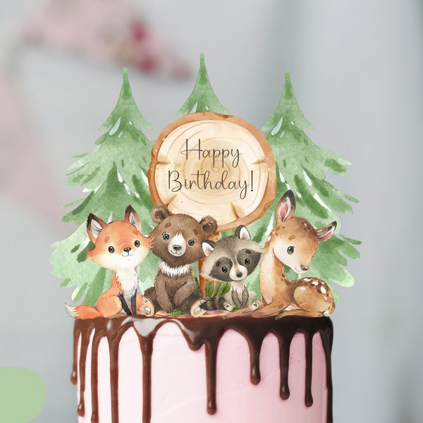 PRINTABLE Woodland Animals Centerpiece Woodland Birthday invitation Woodland Cutout Cake Decor Cake Toppers Birthday Woodland Cake topper