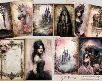 Gothic Princess Junk Journal pages, Fairytale Junk Journal, Fairy Digital papers - Digital Download
