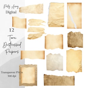 Carta pergamena strappata Clipart PNG, Grunge vintage, Ritagli e tag invecchiati, Vecchi bordi strappati rovinati, Album di ritagli, Diari spazzatura Uso commerciale