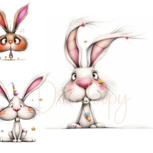 Lapin de Pâques Clip Art 12 fichiers JPG aquarelle haute résolution pour la journalisation indésirable, le scrapbooking, la fabrication de cartes Clipart drôle de Pâques Clipart oeuf de Pâques