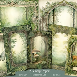 Arrière-plan de la forêt, journal numérique indésirable, collage forêt imprimable, journal numérique indésirable, papier journal nature, fond de forêt, éphémères