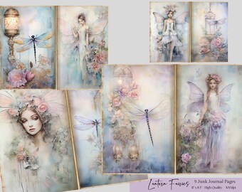 Fairies Junk Journal Dragonfly Fairy junk Journal, Fairy Ephemera, Fairy Junk journal Butterly Ephemera Dragonfly Junk Journal Fairy papers