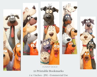 Marcapáginas imprimibles con perros divertidos, regalo original (descarga digital)