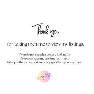 May include: Thank you for taking the time to view my listings. If you do not see what you are looking for, please message me anytime. I am happy to help with custom designs or any questions you may have. Party Hony