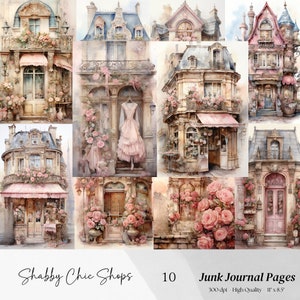Haus Junk Journal, Shabby Chic Junk Journal Seiten, Shabby Chic Ephemera, Shabby Chic Digitales Scrapbook Papier, Haus Ephemera,