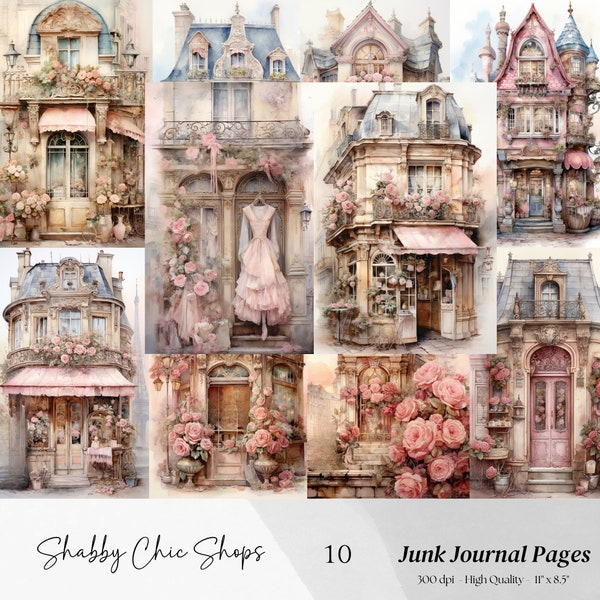 House Junk Journal, Shabby Chic Junk Journal pages, Shabby Chic Ephemera, Shabby Chic Digital Scrapbook Papers, House Ephemera,