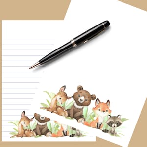 Set di scrittura Woodland Letter. Set di scrittura, carta da lettere, carta digitale, scrittura di lettere stampabile, carta da cancelleria stampabile, set di cancelleria