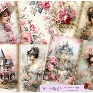 Shabby Chic Junk Journal, Viktorianische Frauen Junk Journal Seiten, Shabby Chic Ephemera, Shabby Chic Digitales Scrapbook Papier, Vintage Ephemera,
