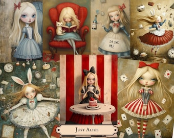 Alice in Wonderland Digital Papers: Ephemera for Junk Journals - Digital Download