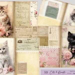 Cats Junk Journal Kit, Cats Ephemera, Cats Digital Paper Kit, Cute Cats Digital Junk Journal, Victorian Cats Junk Journal,  Vintage Ephemera