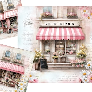 Paris Digital Papers, Páginas de Junk Journals de Paris, Scrapbooking, Objetos Efêmeros de Paris, Paris 12 JPGs de alta resolução para Junk Journals, Criação de Cartões em Paris