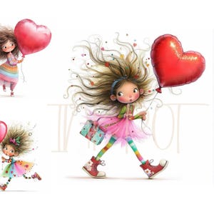 Clip art Saint-Valentin 12 fichiers JPG aquarelle haute résolution pour journal indésirable, scrapbooking, fabrication de cartes, Clipart amour Saint-Valentin fantaisie lunatique